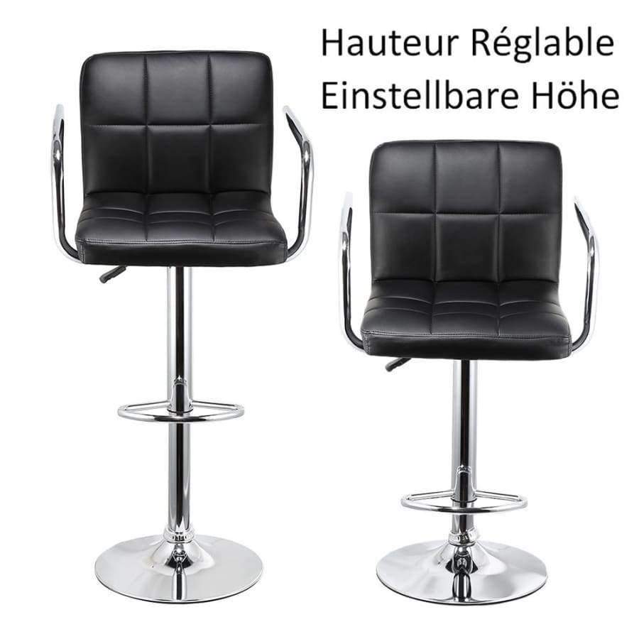 Planet Gates France / Black JEOBEST 2Pcs Synthetic Swivel Bar Stools Stainless Steel Adjustable Height Chairs with Footrest Barstool Chair DE FR Stock HWC