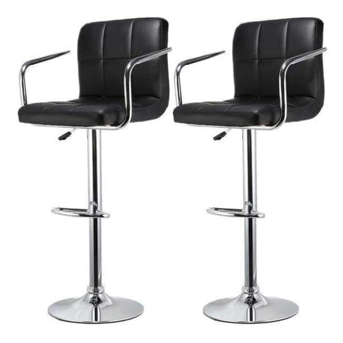 Planet Gates France / Black JEOBEST 2Pcs Synthetic Swivel Bar Stools Stainless Steel Adjustable Height Chairs with Footrest Barstool Chair DE FR Stock HWC