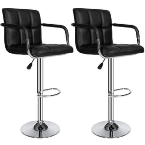 Planet Gates France / Black JEOBEST 2Pcs Synthetic Swivel Bar Stools Stainless Steel Adjustable Height Chairs with Footrest Barstool Chair DE FR Stock HWC