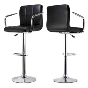 Planet Gates France / Black JEOBEST 2Pcs Synthetic Swivel Bar Stools Stainless Steel Adjustable Height Chairs with Footrest Barstool Chair DE FR Stock HWC