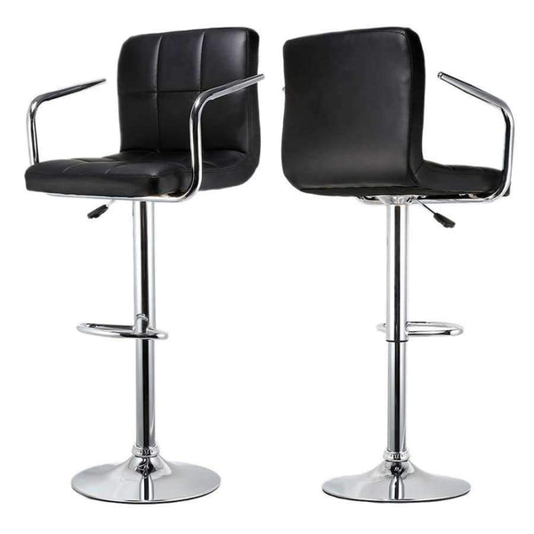 Planet Gates France / Black JEOBEST 2Pcs Synthetic Swivel Bar Stools Stainless Steel Adjustable Height Chairs with Footrest Barstool Chair DE FR Stock HWC