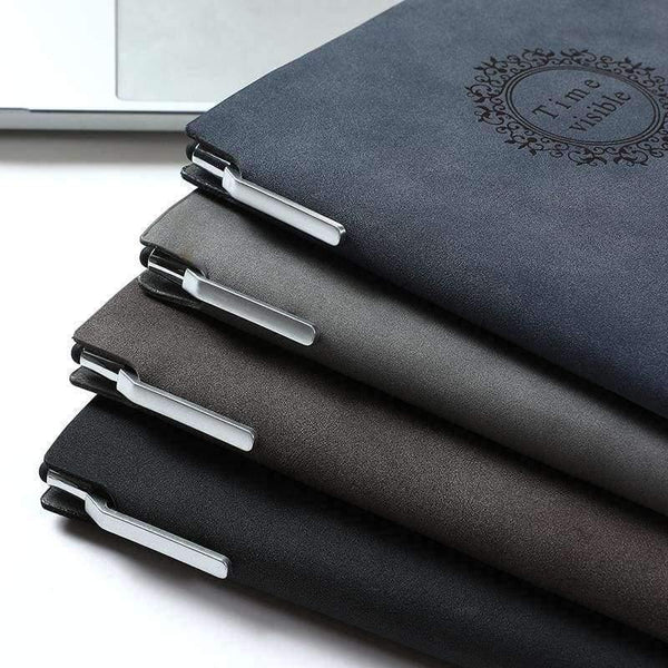 Planet Gates Free Make logo A5 Notebook Name Custom Leather Writing Pads Binder Black Diary Office School Supply Leader Gift with Pen Box