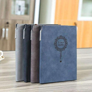 Planet Gates Free Make logo A5 Notebook Name Custom Leather Writing Pads Binder Black Diary Office School Supply Leader Gift with Pen Box
