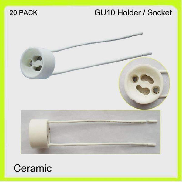 Planet Gates Free shipping 20 PACK ceramic gu10 holder socket base gu5.3 10cm wires light fixtures spotlight accessories