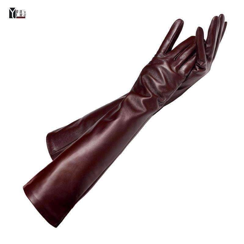 Planet Gates Free shipping 2018 winter lady fashion sheepskin leather gloves women genuine leather mittens female long styleArm sleeve zp001