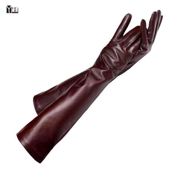 Planet Gates Free shipping 2018 winter lady fashion sheepskin leather gloves women genuine leather mittens female long styleArm sleeve zp001