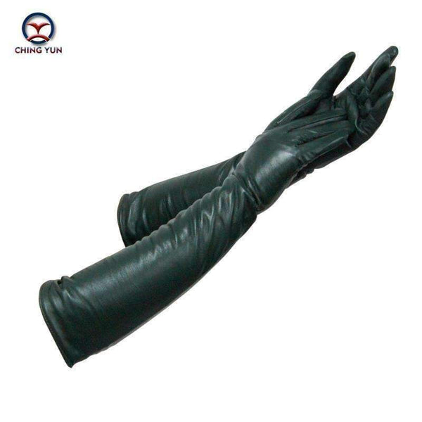 Planet Gates Free shipping 2018 winter lady fashion sheepskin leather gloves women genuine leather mittens female long styleArm sleeve zp001