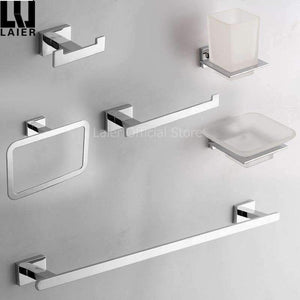 Planet Gates free shipping Bathroom Hardware Set Chrome simple Toothbrush Holder Paper Holder Towel Bar Bathroom Accessories
