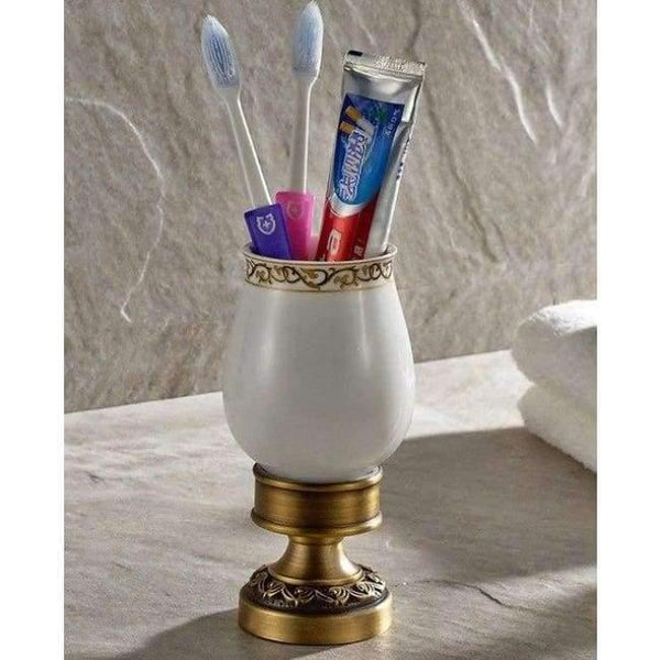 Planet Gates Free Standing Cup Antique Brass Carved Collection Double Cup Holder Bathroom Products Bathroom Accessories Creative Faucet Bathroom Hardware Set