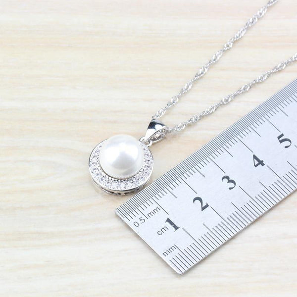 Planet Gates Freshwater Pearls White Round 925 Silver Jewelry Sets For Women Wedding Bridal Costume Sets And Free Gift
