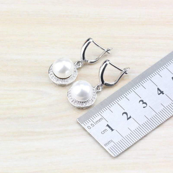 Planet Gates Freshwater Pearls White Round 925 Silver Jewelry Sets For Women Wedding Bridal Costume Sets And Free Gift