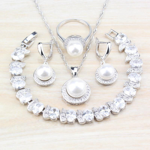 Planet Gates Freshwater Pearls White Round 925 Silver Jewelry Sets For Women Wedding Bridal Costume Sets And Free Gift