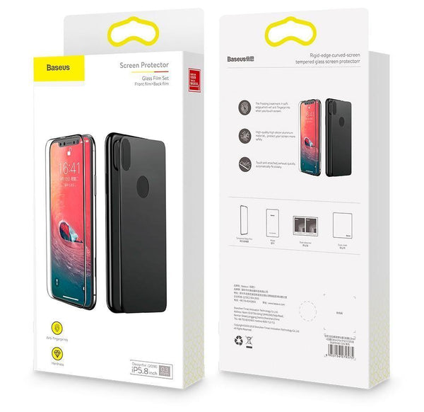Planet Gates Front Back Glass / For iPhone Xs 5.8 Baseus Front Screen Protector + Back Tempered Glass For iPhone Xs Xs Max XR 2018 Protective Glass 9H Thin Full Coverage Glass