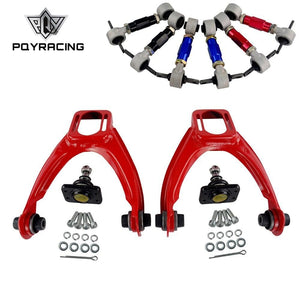 Planet Gates FRONT UPPER CONTROL ARM TUBE CAMBER KIT  FOR 96-00 CIVIC  LX DX EK EJ TUBULAR + 92-00 Adjustable Rear Camber Arms RED
