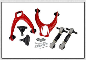 Planet Gates FRONT UPPER CONTROL ARM TUBE CAMBER KIT  FOR 96-00 CIVIC  LX DX EK EJ TUBULAR + 92-00 Adjustable Rear Camber Arms RED