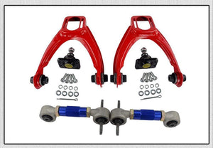 Planet Gates FRONT UPPER CONTROL ARM TUBE CAMBER KIT  FOR 96-00 CIVIC  LX DX EK EJ TUBULAR + 92-00 Adjustable Rear Camber Arms RED