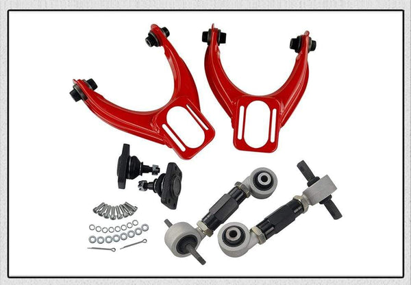 Planet Gates FRONT UPPER CONTROL ARM TUBE CAMBER KIT  FOR 96-00 CIVIC  LX DX EK EJ TUBULAR + 92-00 Adjustable Rear Camber Arms RED