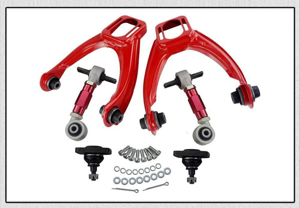 Planet Gates FRONT UPPER CONTROL ARM TUBE CAMBER KIT  FOR 96-00 CIVIC  LX DX EK EJ TUBULAR + 92-00 Adjustable Rear Camber Arms RED