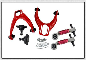 Planet Gates FRONT UPPER CONTROL ARM TUBE CAMBER KIT  FOR 96-00 CIVIC  LX DX EK EJ TUBULAR + 92-00 Adjustable Rear Camber Arms RED