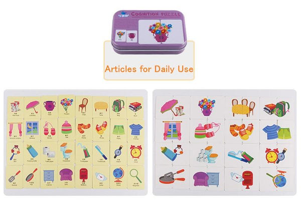 Planet Gates Fruit Animal Cognition Card Puzzle Game For Baby Toddler Montessori Matching Game 3D Jigsaw Kids Early Learning Educational Gift