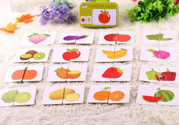 Planet Gates Fruit Animal Cognition Card Puzzle Game For Baby Toddler Montessori Matching Game 3D Jigsaw Kids Early Learning Educational Gift