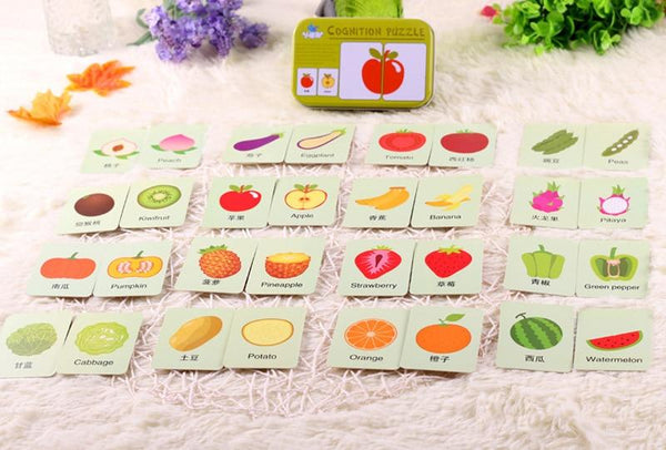 Planet Gates Fruit Animal Cognition Card Puzzle Game For Baby Toddler Montessori Matching Game 3D Jigsaw Kids Early Learning Educational Gift