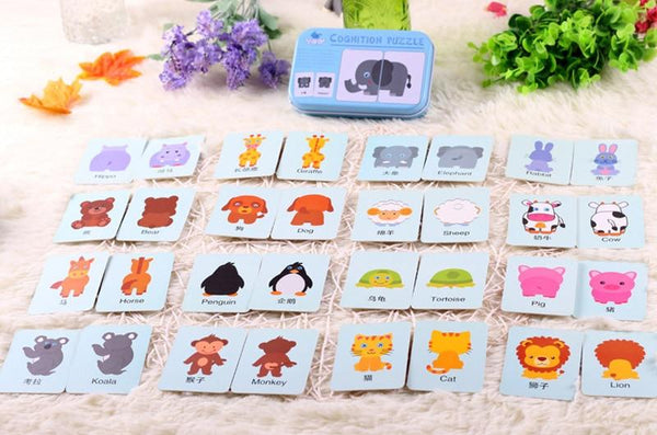 Planet Gates Fruit Animal Cognition Card Puzzle Game For Baby Toddler Montessori Matching Game 3D Jigsaw Kids Early Learning Educational Gift