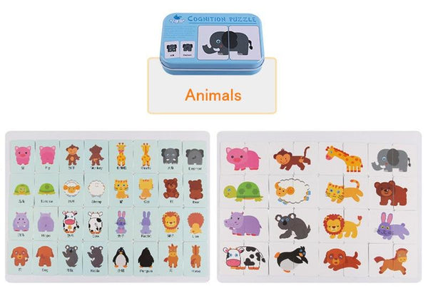 Planet Gates Fruit Animal Cognition Card Puzzle Game For Baby Toddler Montessori Matching Game 3D Jigsaw Kids Early Learning Educational Gift