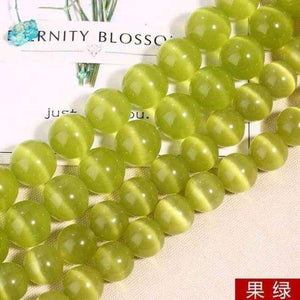 Planet Gates fruit green / 4mm 95pcs White/Pink/Purple/Green Natural Cat Eye Beads for Making Jewelry DIY Bracelets Necklace Findings Wholesale 4/6/8/10/12MM Strand