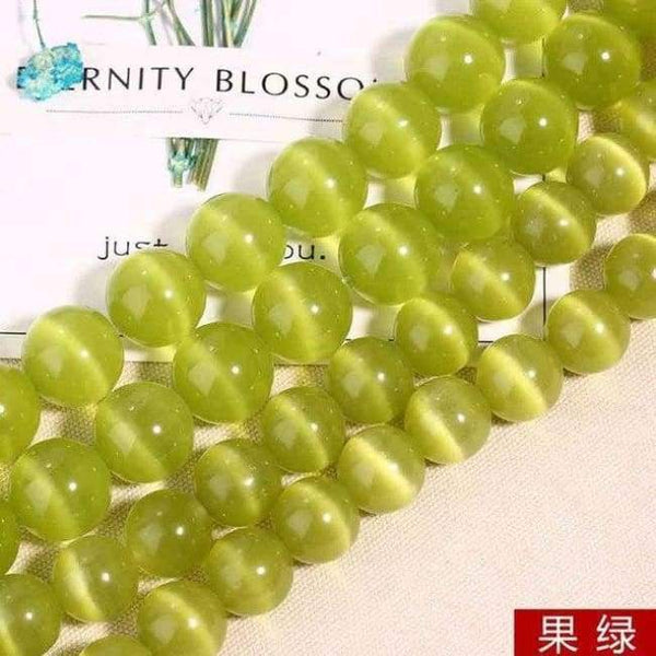 Planet Gates fruit green / 4mm 95pcs White/Pink/Purple/Green Natural Cat Eye Beads for Making Jewelry DIY Bracelets Necklace Findings Wholesale 4/6/8/10/12MM Strand