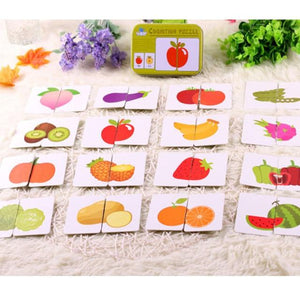Planet Gates fruit-TJ108A Kids Montessori Puzzle Toys Animals Fruit Graph Match Card Game Early Educational Materials Double-sided Puzzle Toy For Children