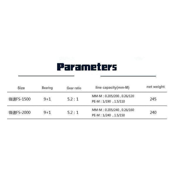 Planet Gates FS2000 and Spool / 10 / 2000 Series FS2000 Spinning Fishing Reel 9+1BB/ 5.2:1/5kg Metal Spool Screw in Handle with spare spool Molinete Para Pesca
