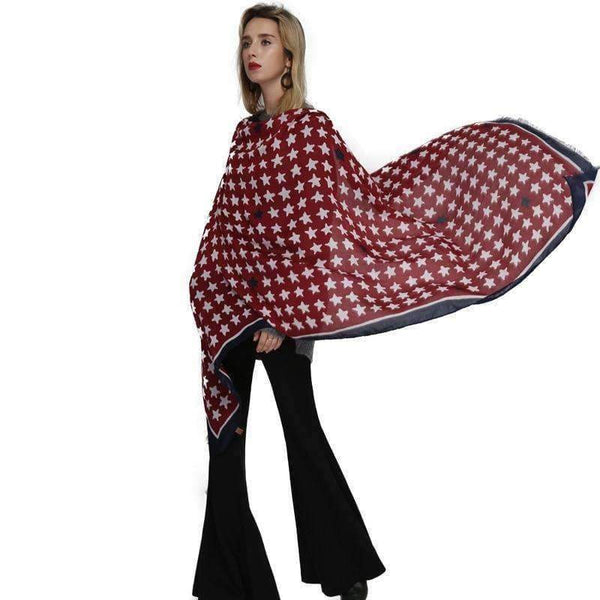 Planet Gates FS431 1 / 180CM X 90CM Cotton Scarf Women Shawls Pashmina Echarpe Femme Linen Wraps Thin Satin Pentagram Pattern Print Long Spring Summer Scarves