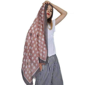 Planet Gates FS431 7 / 180CM X 90CM Cotton Scarf Women Shawls Pashmina Echarpe Femme Linen Wraps Thin Satin Pentagram Pattern Print Long Spring Summer Scarves