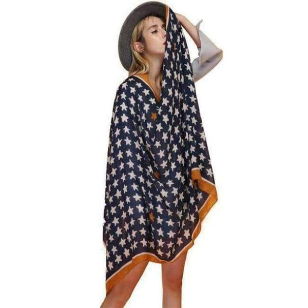 Planet Gates FS431 9 / 180CM X 90CM Cotton Scarf Women Shawls Pashmina Echarpe Femme Linen Wraps Thin Satin Pentagram Pattern Print Long Spring Summer Scarves