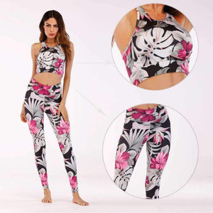 Women Leggings Plus Size Fitness Legging Set Print Floral Women Top Bra Pants Set Slim Legging for Women Trousers Female