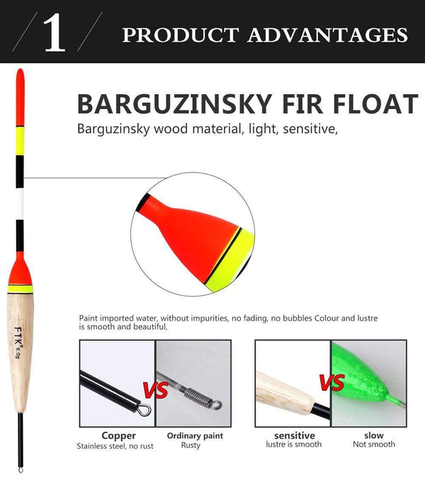Planet Gates FTK Barguzinsky Fir Light On The Dark 5Pcs/Lot Fishing Float Length  19-23cm Float Weight  2g-6g  For Carp Fishing