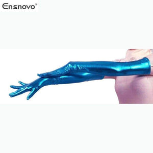 Planet Gates fuchsia / 22inch Ensnovo Women Spandex Polyester Black Shiny Metallic 22" Long Sleeve Cosplay Costumes Wet Look Opera Length Evening Gloves