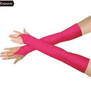 Planet Gates Fuchsia / One Size Ensnovo Women 18"  Stretchy Lycra Fingerless Over Elbow Opera Long Gloves costume cosplay dance party gloves