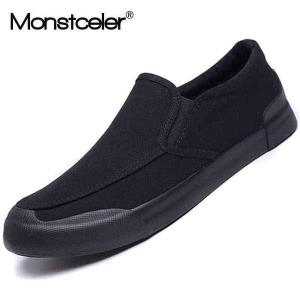 Planet Gates full black / 6.5 Monstceler Brand New Men's Canvas Loafers Shoes Breathable Fashion Men's Vulcanized Shoes M7833