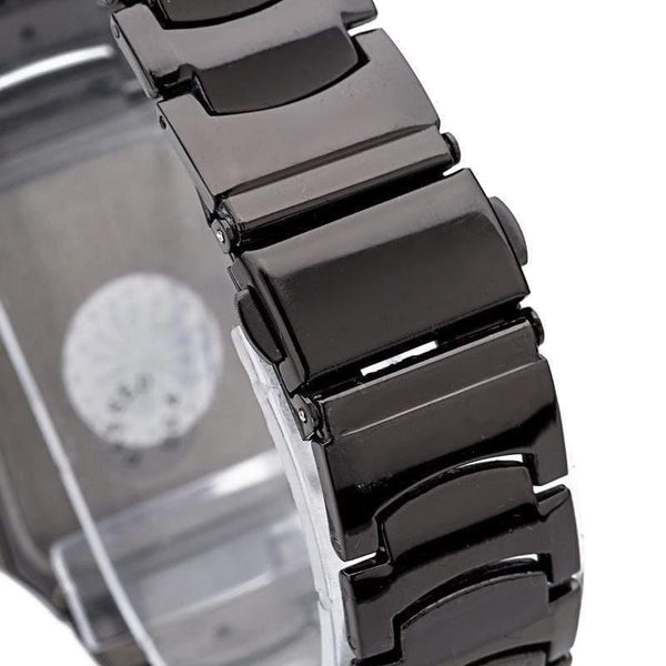 Planet Gates Full Black Man Size Brand Man Woman Lovers Clocsk Full Black Stainless Steel Quartz Wrist Watch Folding Clasp Gift Dress Watches