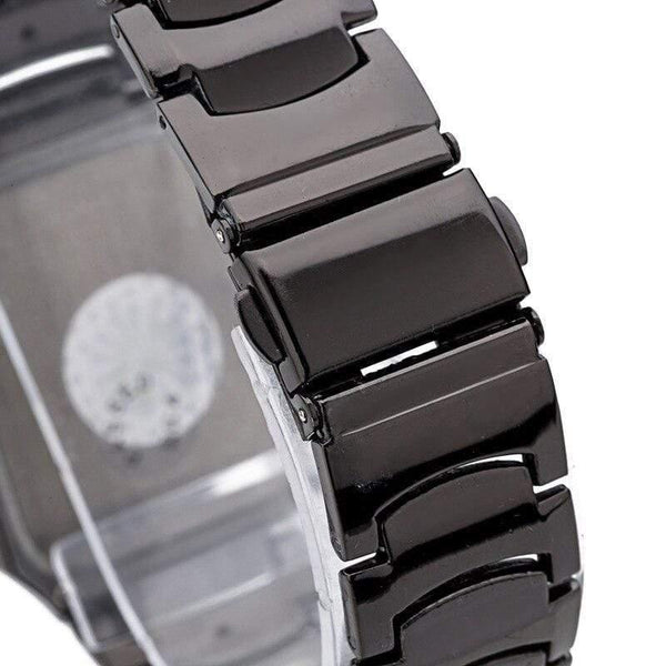 Planet Gates Full Black Man Size Brand Man Woman Lovers Clocsk Full Black Stainless Steel Quartz Wrist Watch Folding Clasp Gift Dress Watches