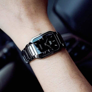 Planet Gates Full Black Man Size Brand Man Woman Lovers Clocsk Full Black Stainless Steel Quartz Wrist Watch Folding Clasp Gift Dress Watches