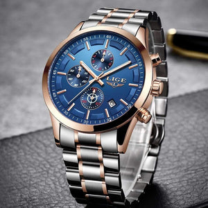Planet Gates Full Black Rose Watch Men Top Brand Luxury Chronograph Male Sport Watch Quartz Clock Stainless Steel Waterproof Men Watch Relogio Masculino