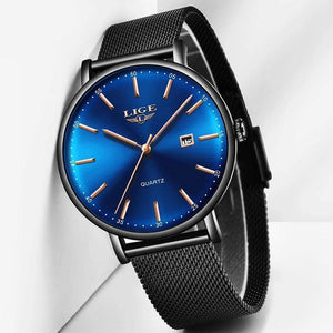 Planet Gates Full black Watch Stainless Steel Mesh Belt Waterproof Clock Quartz Wristwatch Women watch  Relogio Masculino