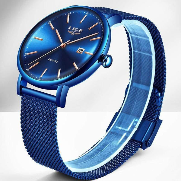 Planet Gates Full black Watch Stainless Steel Mesh Belt Waterproof Clock Quartz Wristwatch Women watch  Relogio Masculino