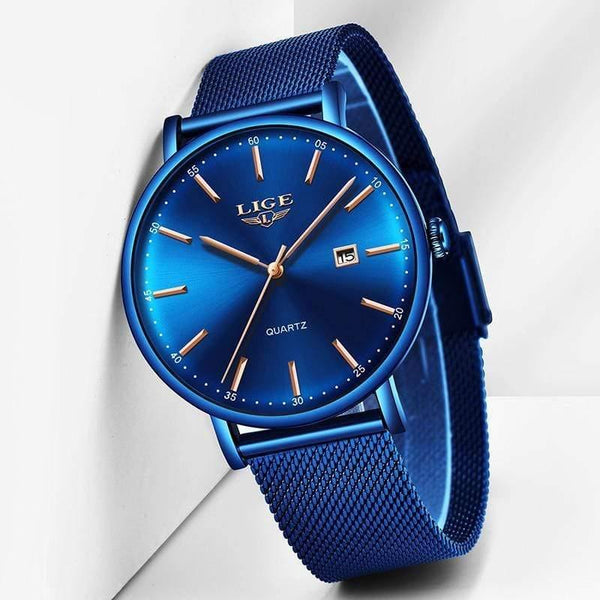 Planet Gates Full black Watch Stainless Steel Mesh Belt Waterproof Clock Quartz Wristwatch Women watch  Relogio Masculino