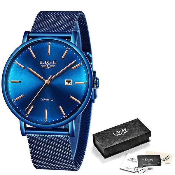 Planet Gates Full black Watch Stainless Steel Mesh Belt Waterproof Clock Quartz Wristwatch Women watch  Relogio Masculino