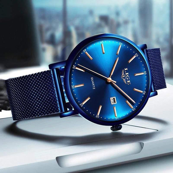 Planet Gates Full black Watch Stainless Steel Mesh Belt Waterproof Clock Quartz Wristwatch Women watch  Relogio Masculino