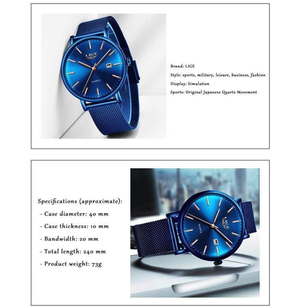 Planet Gates Full black Watch Stainless Steel Mesh Belt Waterproof Clock Quartz Wristwatch Women watch  Relogio Masculino